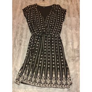 Lucky Brand Size M Black Boho Drawstring Waist Sundress Spring Summer Casual